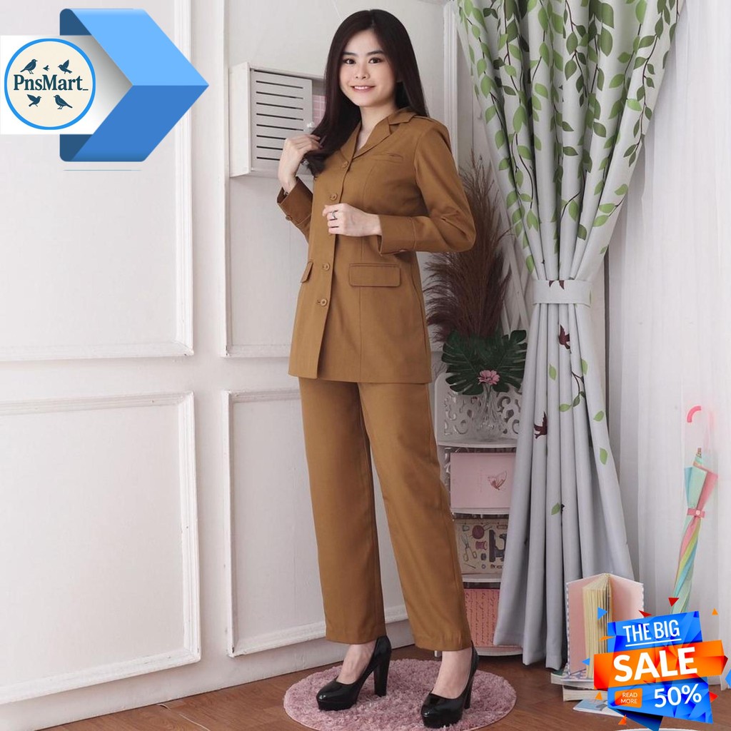 SERAGAM PNS WANITA JAS WANITA PDH GURU SET CELANA - 7009 PEMDA TUA