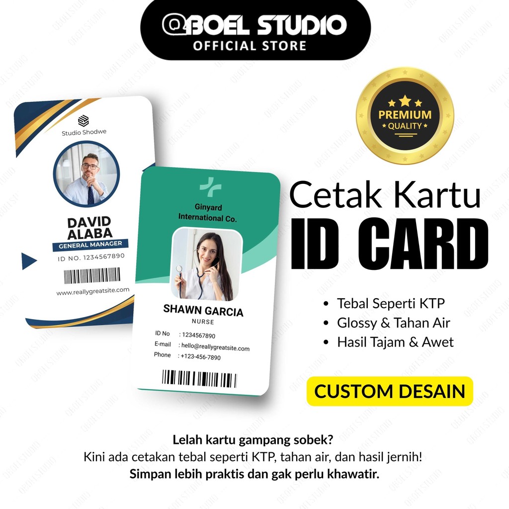 

Cetak Kartu ID Card Untuk Instansi, Kantor, Perusahaan, UMKM, Toko, Dll - Bahan Tebal Glossy - Custom 2 Sisi