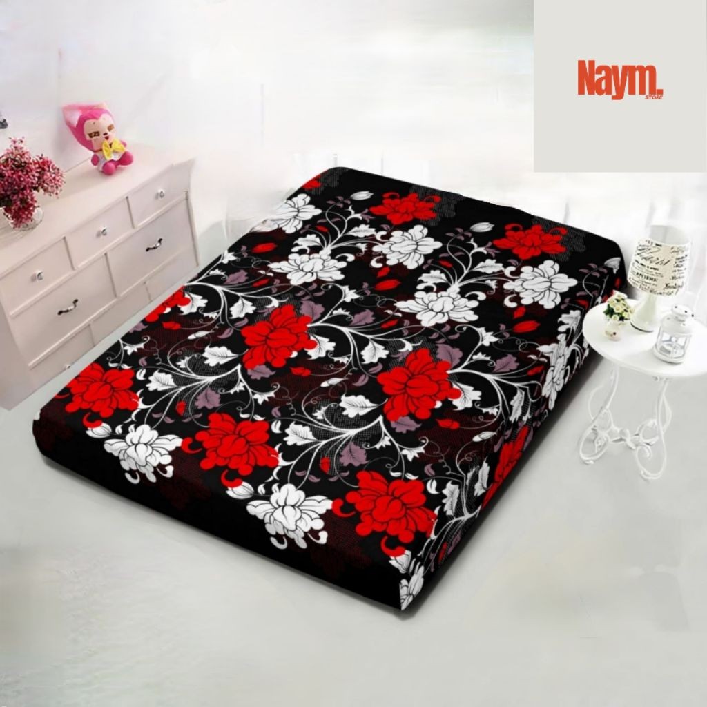 Sarung Kasur Busa Resleting Motif Bunga Homemade Ukuran 120x200 dan 160x200