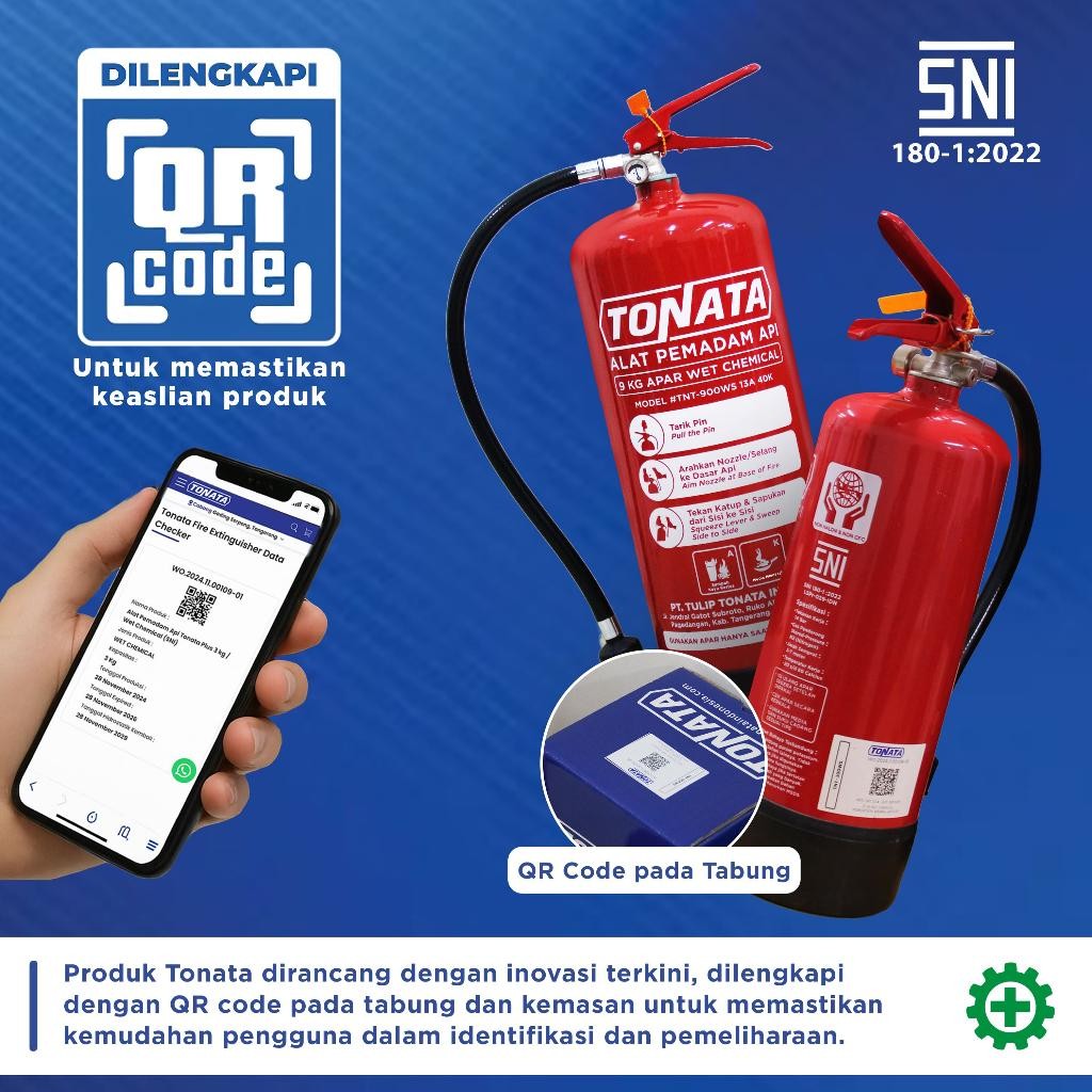 Alat Pemadam Api Tonata Sni / Apar Clean Agent Hcfc/Hfc9Kg