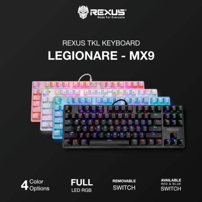 Rexus Mx9 Tkl Keyboard Gaming Mechanical Legionare Mx9 Tkl Rgb