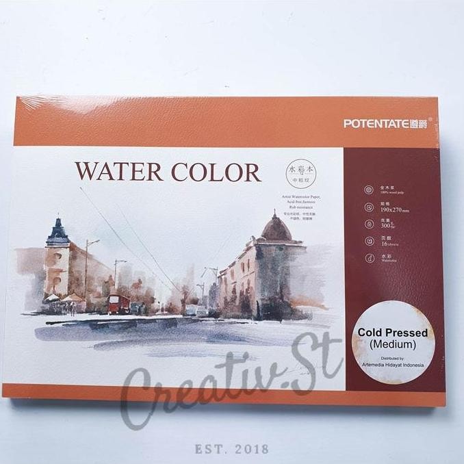 

New Collection !!! Potentate Buku Lukis Cat Air Watercolor Pad Medium Cold Pressed 19 X 27 Cm