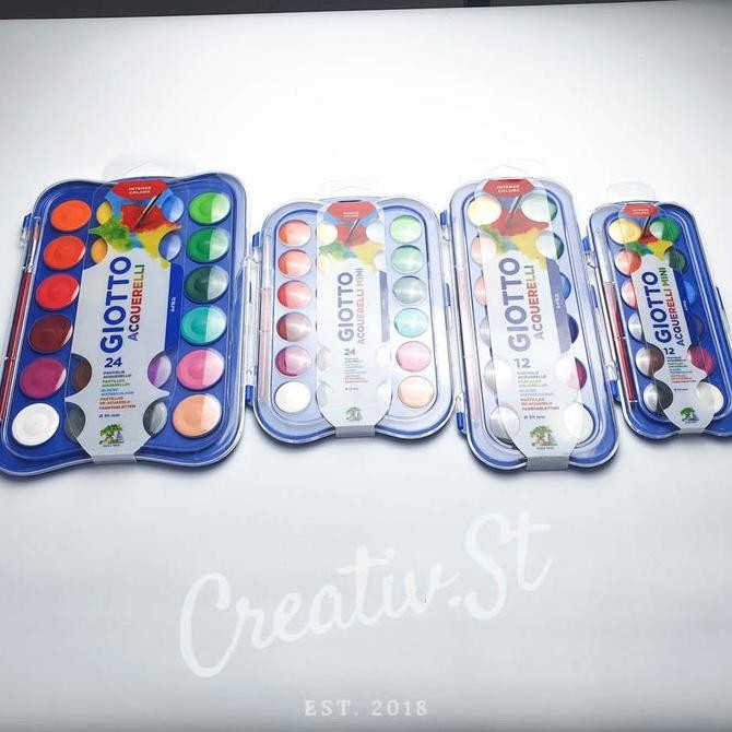 

New Arrival !!! Giotto Acquerelli Reguler Cat Air Padat 12 Warna 30 Mm Watercolor Cake