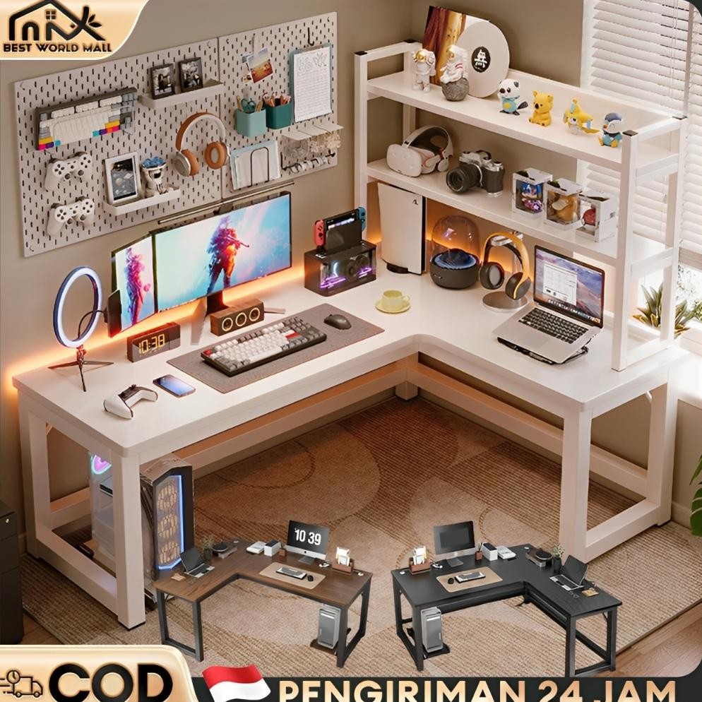 Meja Komputer Minimalis Meja Gaming L Meja Komputer L Shaped Meja Kerja Besi