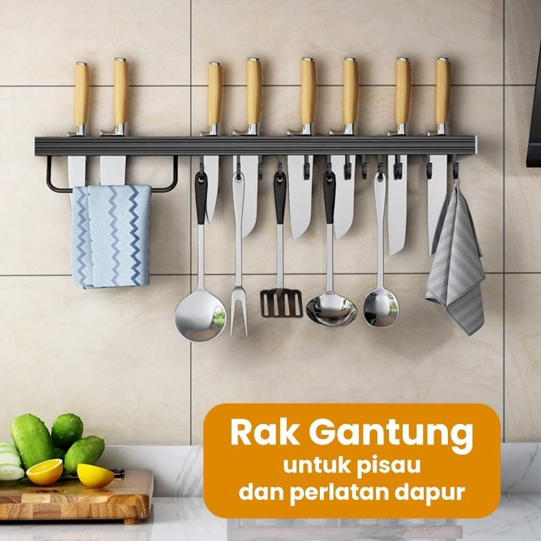 Tempat Pisau Gantung Serbaguna Rak Pisau Alat Dapur Dinding Minimalis HRM120