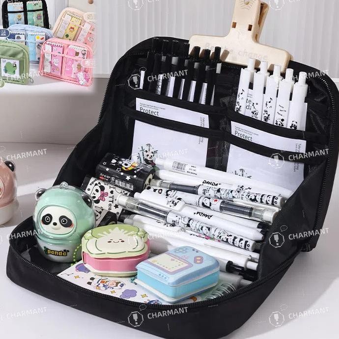 

Charmant 12Layer Large Capacity Cil Cae Awaii Canva Cil Bo Pouch Organizer For Girl Ba To Chool Tationery