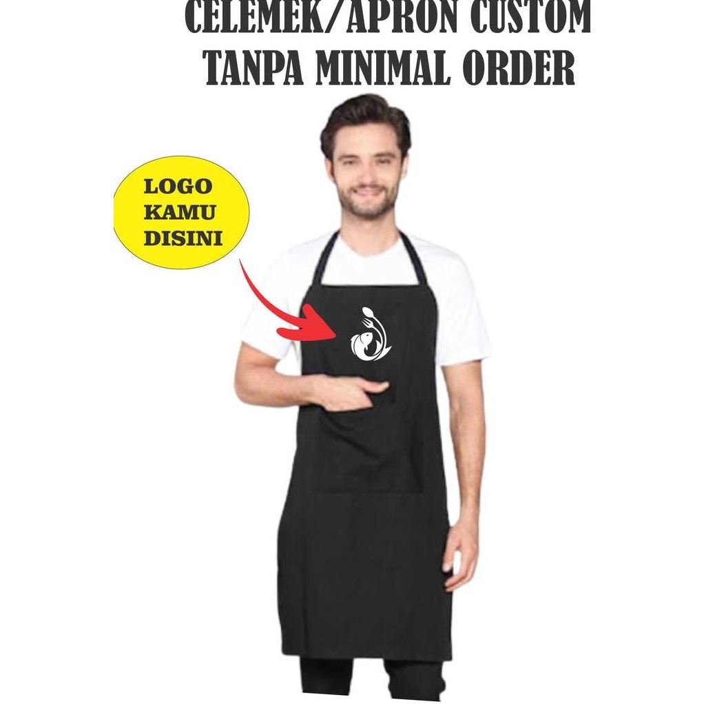 

Terlaris Celemek Sablon/Apron Celemek Sablon/Celemek Desain Sendiri/Custom