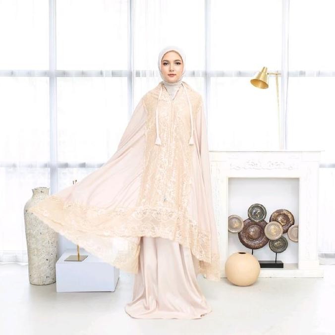 new QMW - Mukena Dewasa Renda Brukat Katun Mikro Premium 2in1 Motif Renda Cantik Lembut Nyaman Muken