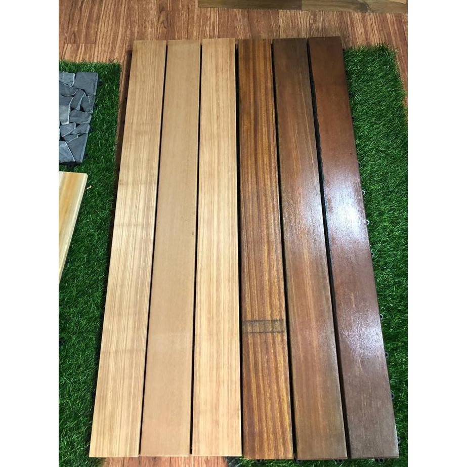 Decking tile bengkirai base- rangka PVC-Praktis Kayu Diskon