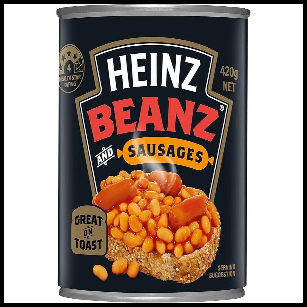

HEINZ BEANZ AND SAUSAGES 420GR BAKED BEANS IN TOMATO SAUCE