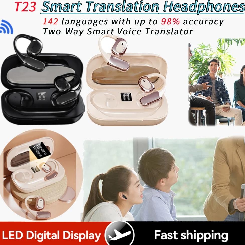 

New T23 Languages Translator Earbuds Two-Way 142 Languages Bluetooth-Compatible 5.4 Translator Headset Noise Cancelling