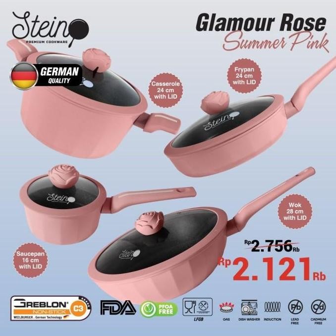 Tersedia Steincookware Stein Glamour Rose Set 4 in 1 Panci Set Granite German