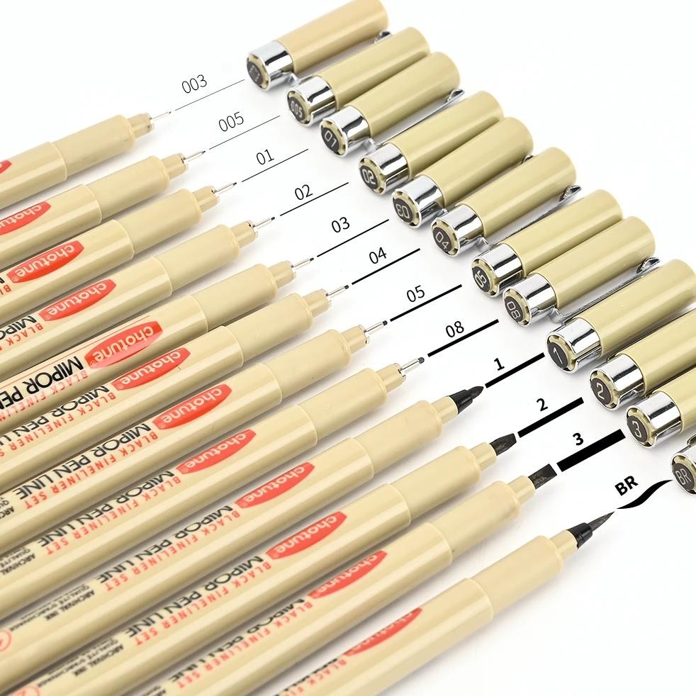 

12 Tip Pigment Liner Micron Ink Marker Pen For Manga Draw Sketching Needle Pen Hook Line Pen Sketch Stationery Set Art Supplies