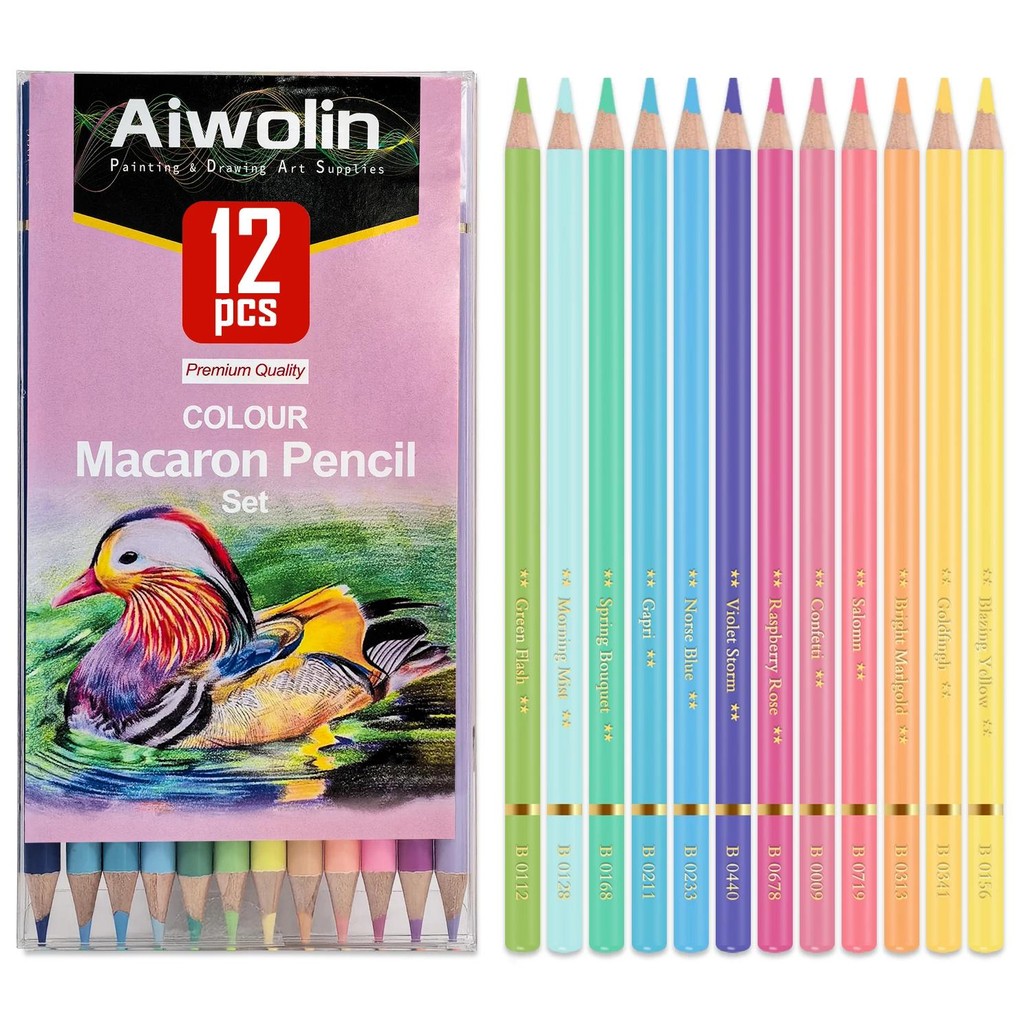 

12/24Pcs Vibrant Macaron Colors Oil Pencil Set - Premium Artist Color Pencils For Drawing, School Art Supplies