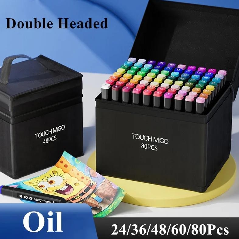 

24-80 Color Oil Double Pointed Markers Set For Drawing Professional Coloring Pen Manga Highlighter Manga Art Supplies For Artist