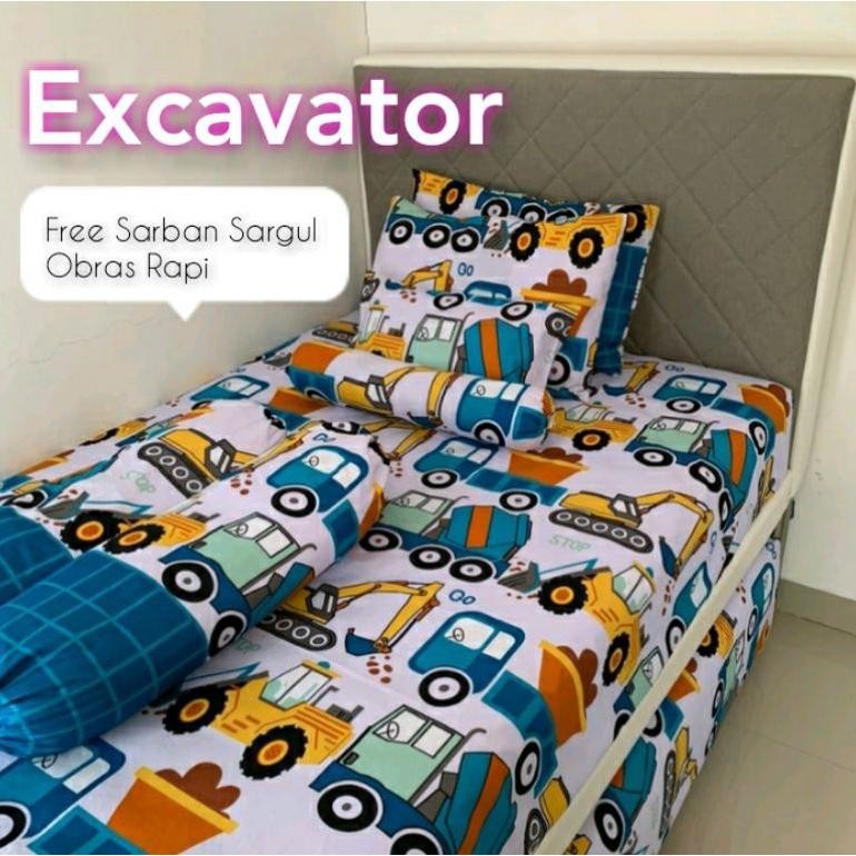 Sprei Mobil Anak Cowok Uk 120 160 180 200 Seprei Motif Excavator