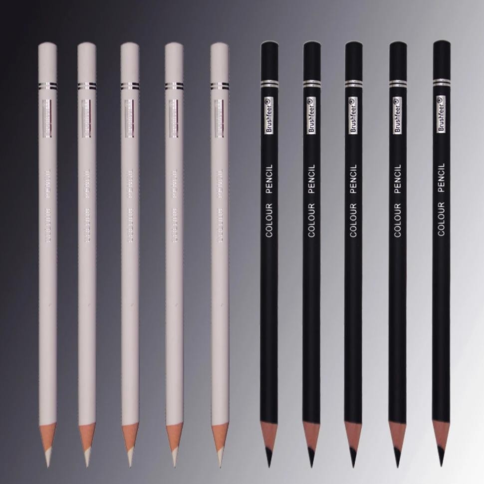 

6Pcs Black White Color Pencils Permanent Color Drawing Pencil Oil-Based Wooden Colored Pencils For Artist And Beginner Art