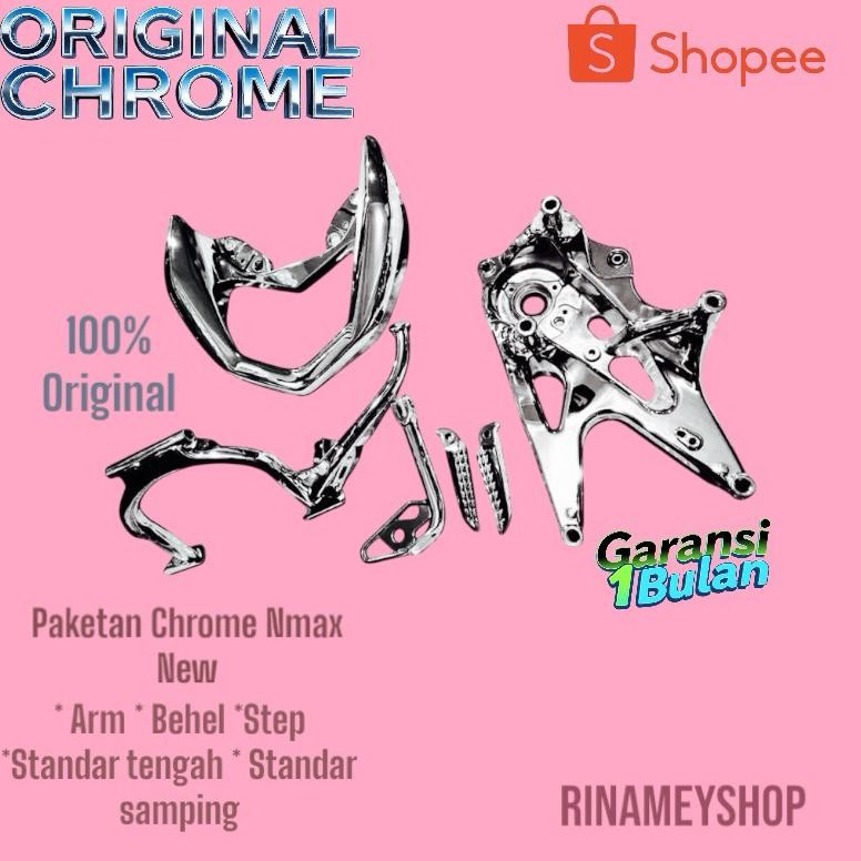 paketan chrome yamaha nmax new arm behel step standar fulset chrome