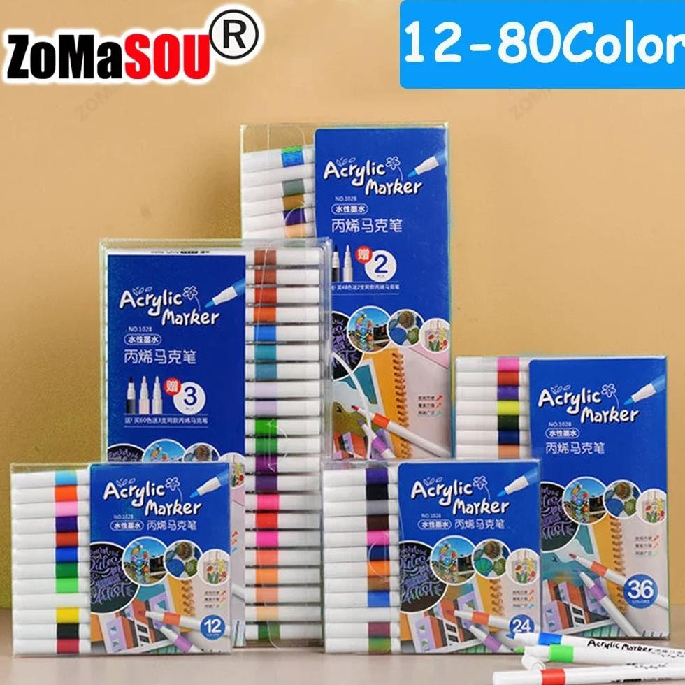 

12-60 Top Colors Acrylic Paint Marker Pen Graffiti For Card Ceramic Stone Mug Glass Fabric Clothes Shoes Wood Easter Egg Manga