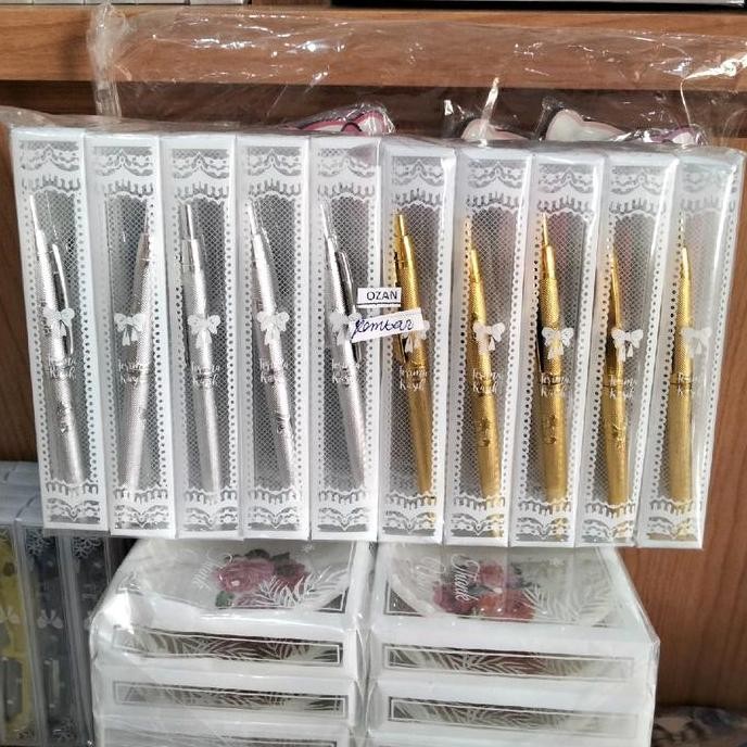 

les ( isi 50pcs ) pena emas perak kemasan mika