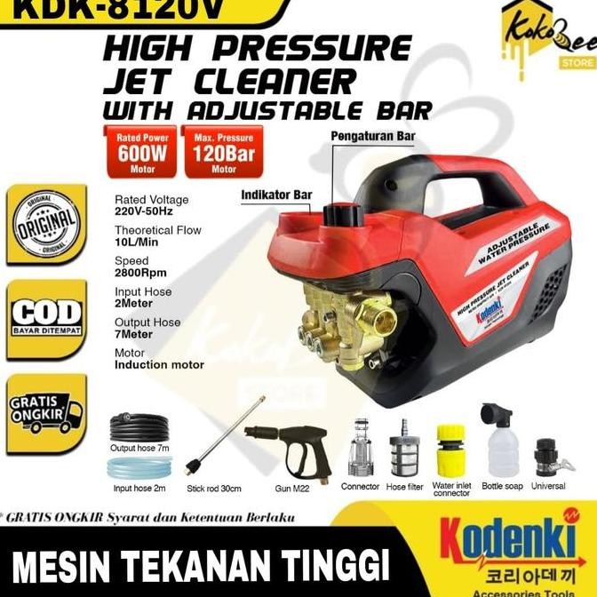 TERMURAH - KODENKI Mesin Cuci Jet Cleaner Tekanan Tinggi Mencuci Mobil AC Motor Car Kendaraan Kebun 