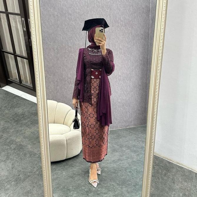 Promo / Terlaris KUTUBARU MAHARANI Kebaya Wanita Brokat Bordir Kutubaru Modern Kebaya Wisuda Kebaya 