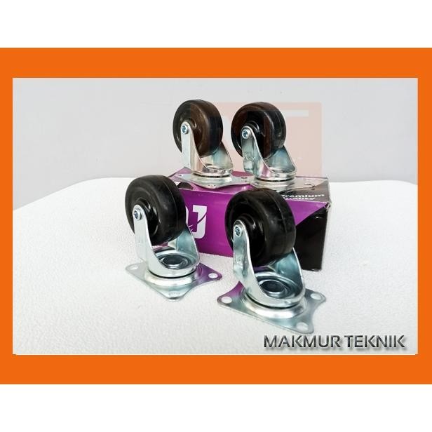 HJK Roda Caster Roda Troli Roda Karet 2 inch Hidup
