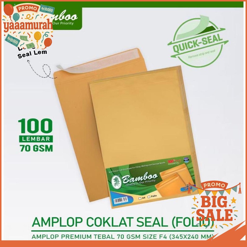 

TERMURAH AMPLOP COKLAT POLOS FOLIO SEAL/LEM/ NO SEAL (1PAK/ 10PCS)