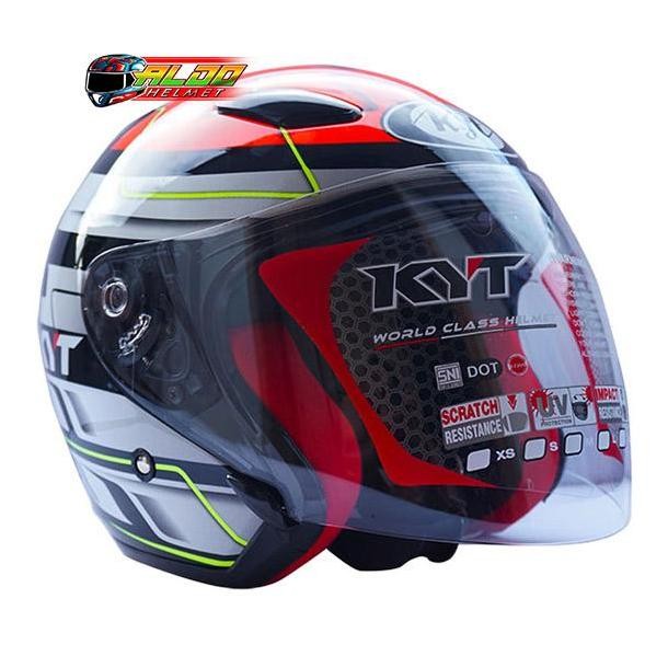 HELM KYT DJ MARU MOTIF #13 BLACK RED FLUO YELLOW #HELM KYT ORIGINAL #KYT HALFACE CEWEK COWOK Kualita