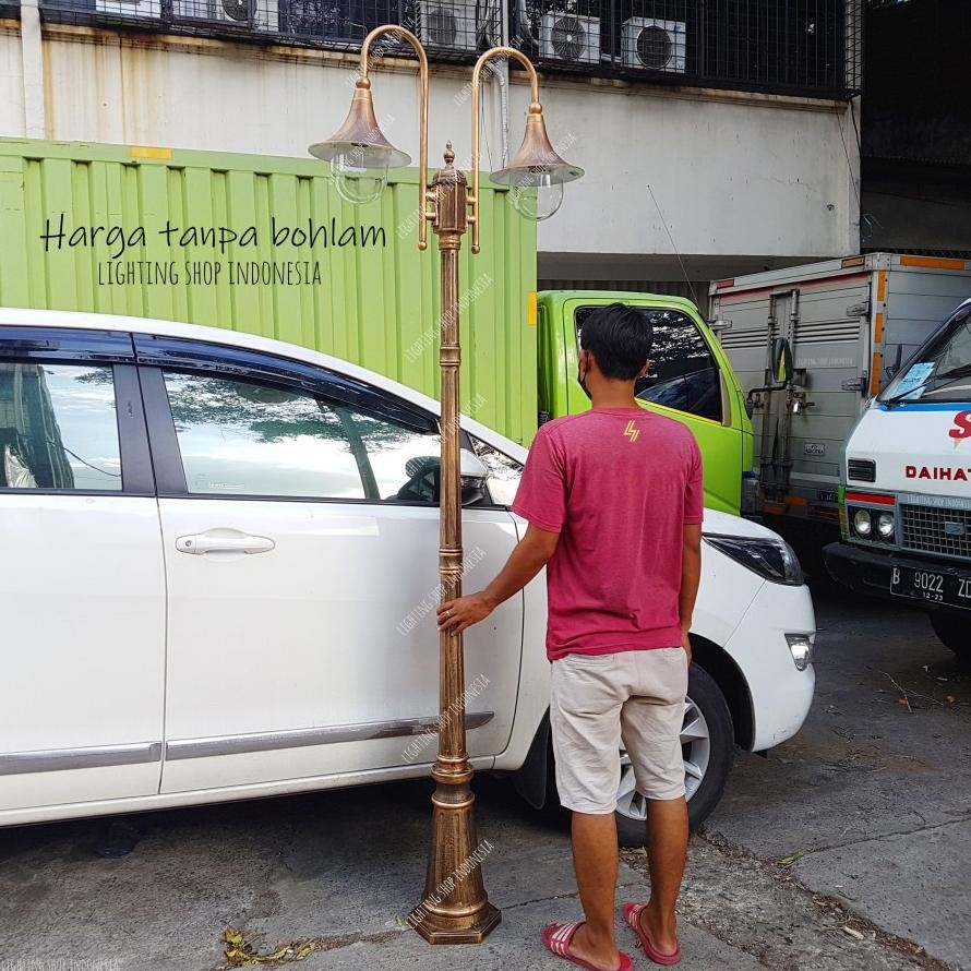Lampu Taman Outdoor Tinggi Tiang 2 Meter 2 lampu stand standing