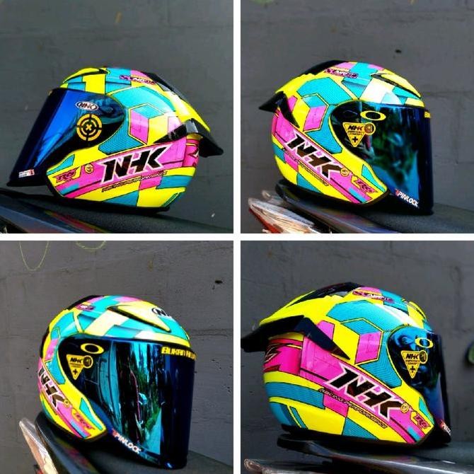 HELM NHK R6 MOTIF CUBE, PAKET GANTENG VENOM VISOR PNP WITH SPOILER DAPAT 2 KACA Helmet Kualitas Orig