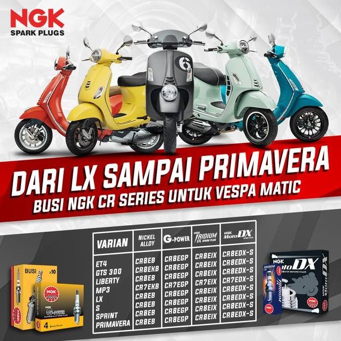 Busi NGK Iridium Vespa LX S Sprint Primavera ET4 GTS 300 Liberty