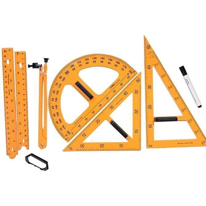 

isi 5 set penggaris kayu lipat Penggaris Jangka Busur Segitiga Lurus Kualitas Original