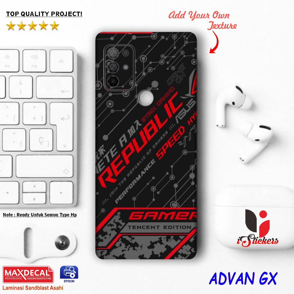 

Terlaris Presisi Handphone Advan Gx Rog 1 Casing/Stiker Panel Vynil Bisa Custom Dan COD