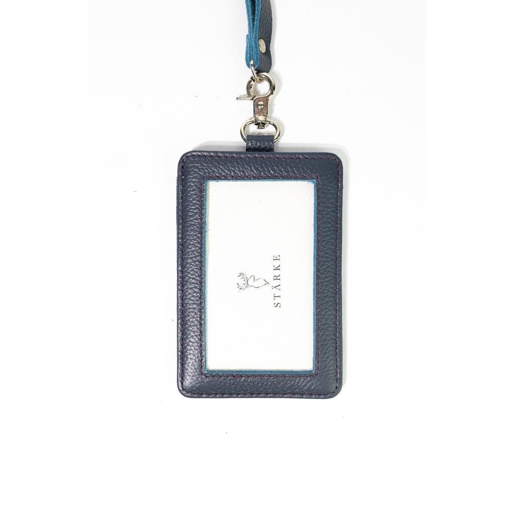 

Lanyard Name Tag Kulit Asli STARKE Leather Hustle Hog Navy Tekstur Kualitas Original