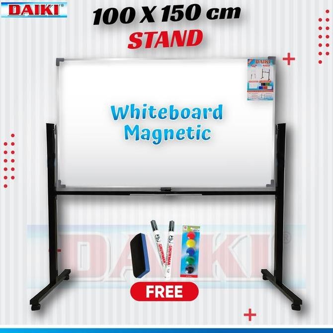 

Whiteboard Papan Tulis DAIKI Single face stand Uk 100x150 Cm Kualitas Original
