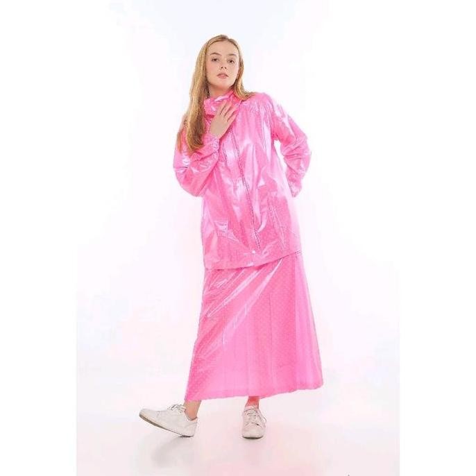 Jas Hujan Jaket Rok Polkadot 870 Plevia - Mantel Setelan Rok Pvc