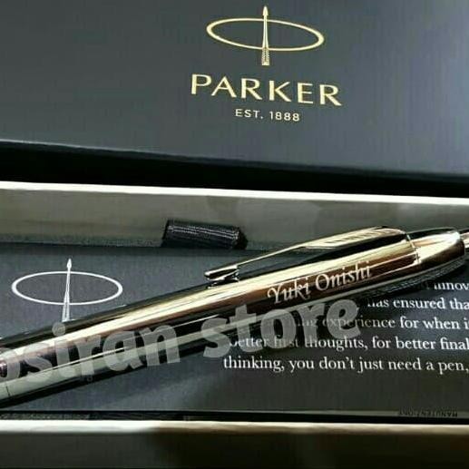 

Pulpen Parker original silver chrome Custom logo ukir Grafir nama Kualitas Original