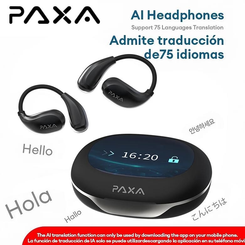 

PAXA OpenAirPro AI Chat Real Time 3-in-1 Language Translator Earbuds 100+ Languages & Accents Bluetooth 5.4 HD sound Earphones