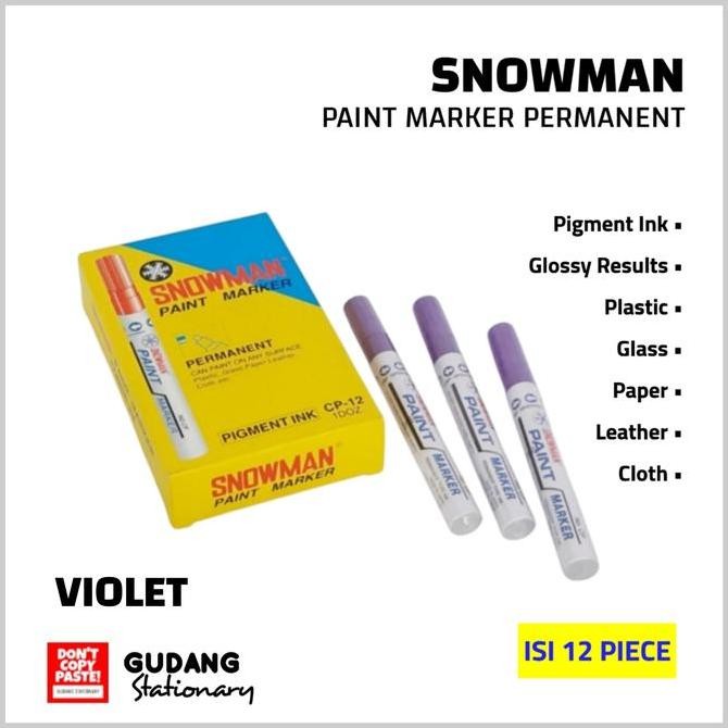 

Spidol Permanent Paint Marker Snowman Ungu (isi 12 pcs) Kualitas Original
