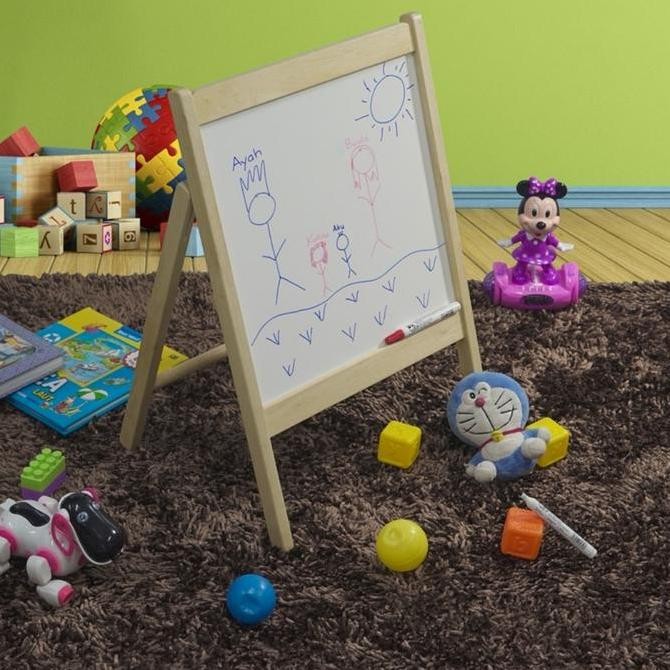 

Papan tulis anak funika /white board dengan kaki kayu Kualitas Original