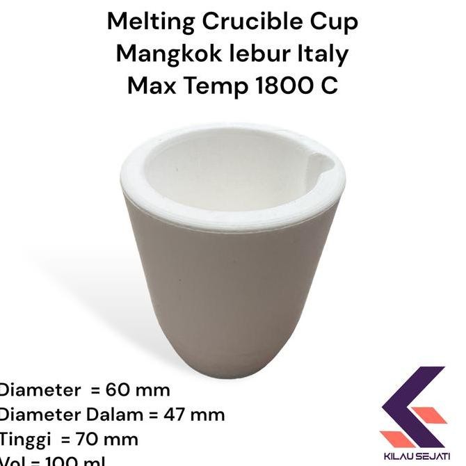 

Quartz Melting Crucible Cup Lebur Italy 500 gr Silver & Gold Max 1800C