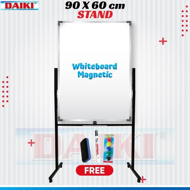 

Whiteboard / papan tulis DAIKI vertikal magnet Double face UK 60x90 Cm Kualitas Original