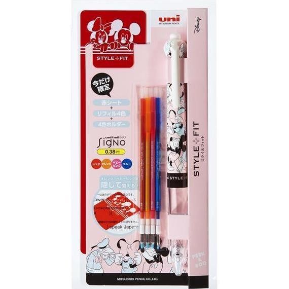

Uniball Style Fit Mickey & Friends 4 Color Pen & Red Sheet (0.38 mm) Kualitas Original