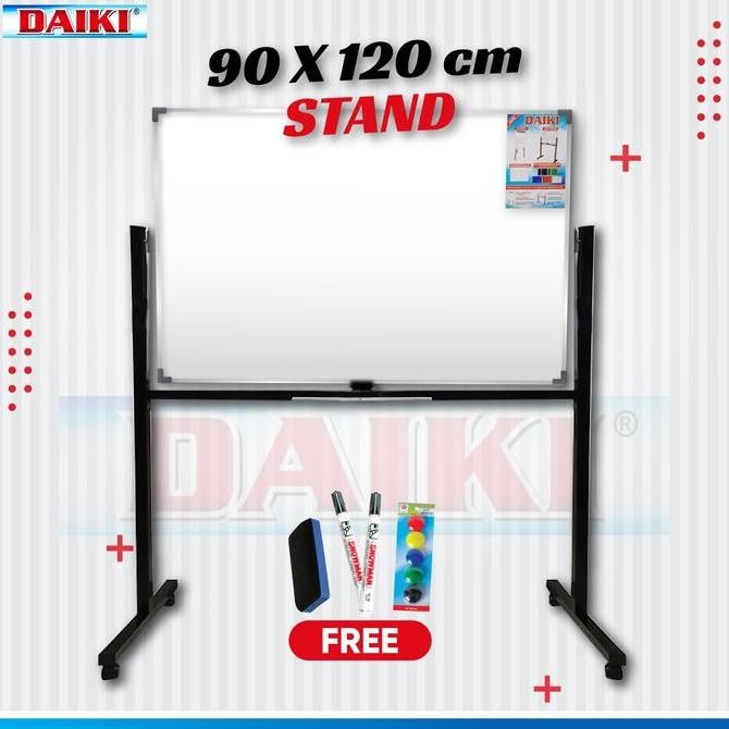 

Papan tulis putih Double face stand Uk 90x120 Cm Kualitas Original