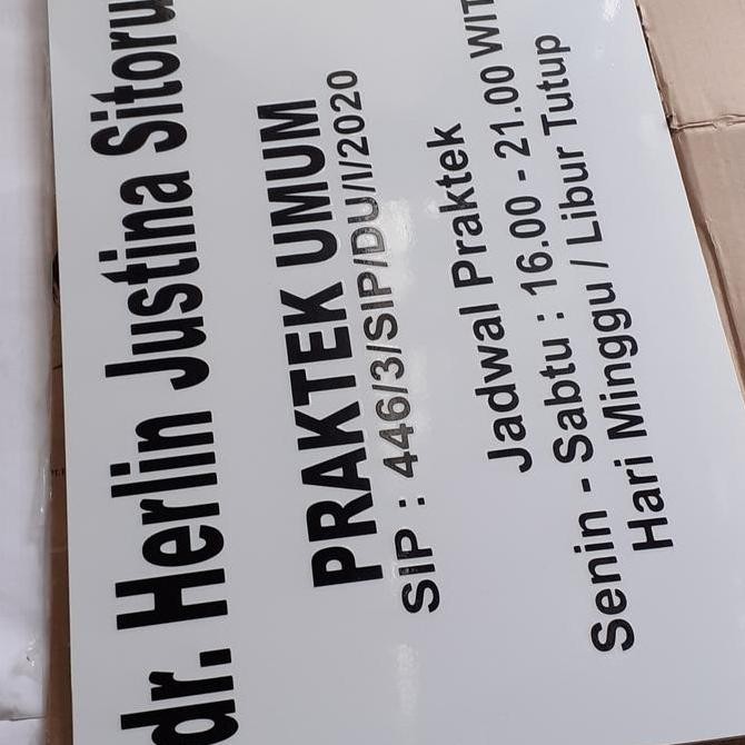 

papan nama dokter 60 * 40 Indoor model 1 muka Kualitas Original