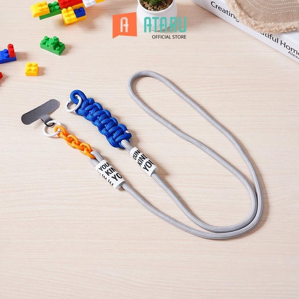

LINDU Ataru Lanyard Color Block Strap - Abu-Abu/Biru Tali Leher Name Tag Id Card Kartu Akses Gantungan Tanda Pengenal Tali Gantungan Hp