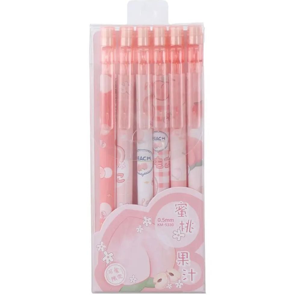 

6 Pcs Distinctive 0.5Mm Mechanical Pencil Cute With Erasers Drawing Pencils Peach Pencils Office Supplies