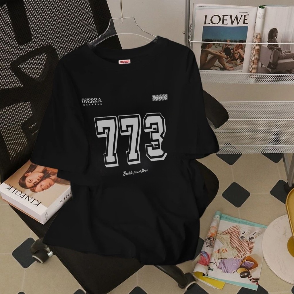 RumahKain Kaos Terbaru Three Stripe Lengan Longgar Streetwear Baju Kaos “773” Print T-shirt #06