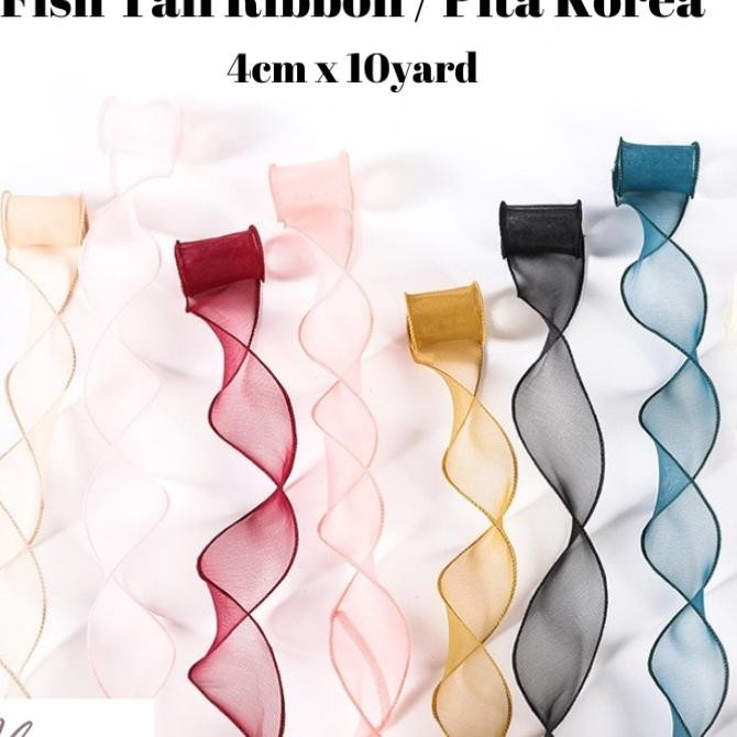 

Fishtail Ribbon Pita Organza Korea Keriting Wavy Transparan